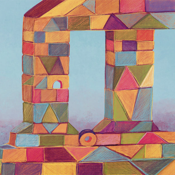 Stacked wood blocks.