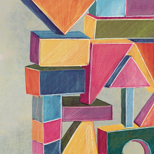 Wood blocks stacked together.