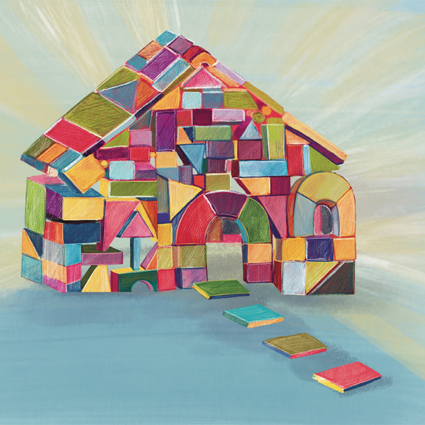 A castle built with wood blocks.