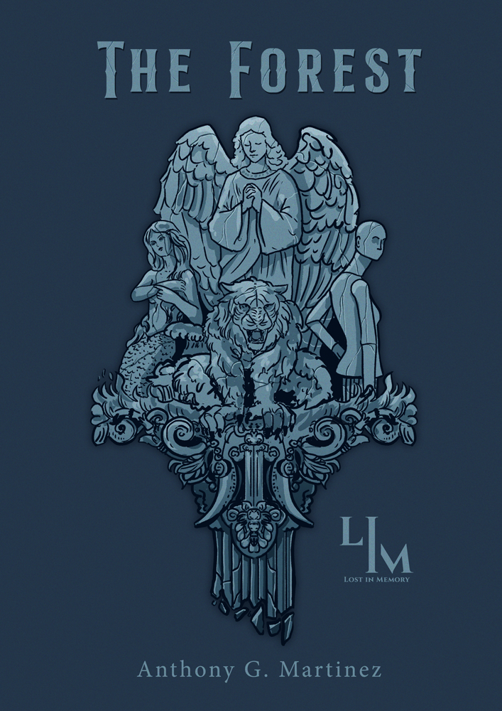 A statue of a mermaid, beast, angel, and a mannequin.